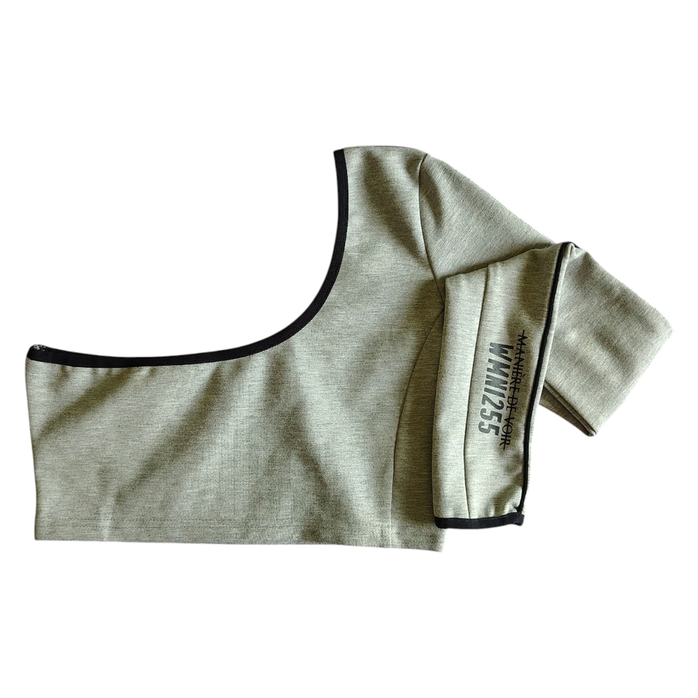 MANIÈRE DE VIOR Gray One-Shoulder Crop Top